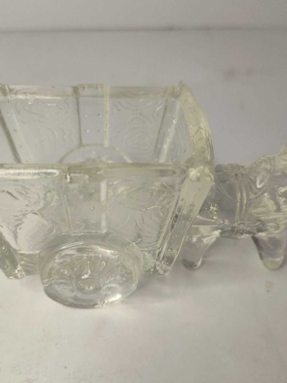 Vintage Clear Glass Horse and Buggy ~ Jeannette Company ~ Trinket/Salt Cellar
